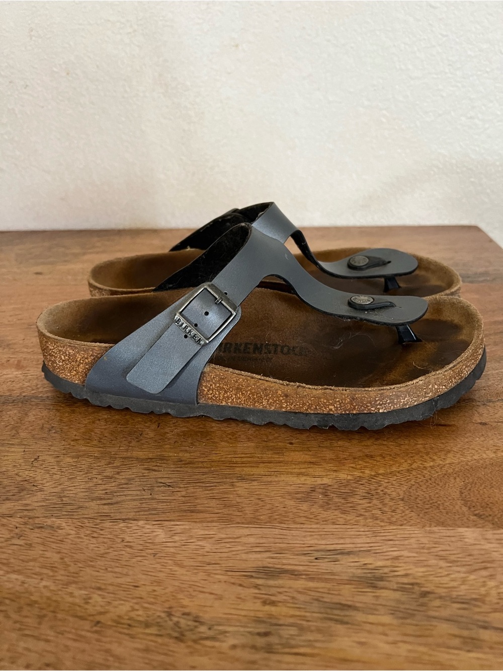 Birkenstock Women's Gizeh Pewter Gray Birko-Flor Thong Sandals Size 39 8-8.5